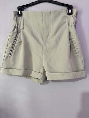 Women's High-Waisted Paperbag Waist Rolled Hem Shorts Small